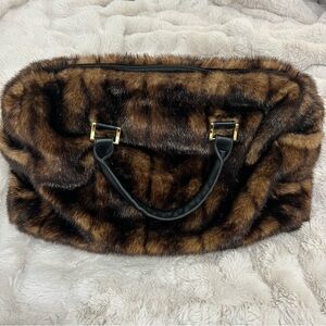 Dennis Basso Faux Fur Tote - Rich Brown and Black Carryon